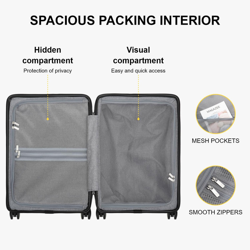 LEVEL8 Luminous 20 Inch Carry on Luggage with Water Resistant Travel Duffle Bag