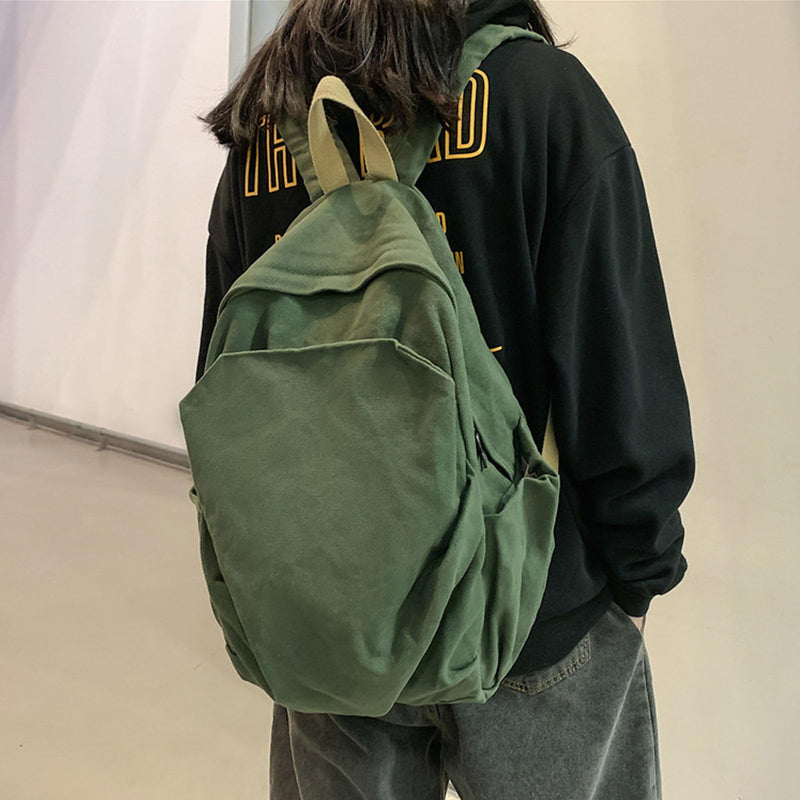 CBDAO Women's canvas bag, men's and women's large capacity leisure backpack, men's and women's travel backpack (Green,One Size)