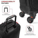 Rolling Backpack with Wheels – Airline Approved Underseat Carry-On Luggage 18x14x8, Water-Resistant Personal Item Bag with 2 Extra Replacement Wheels, Fits 15.6 Inch Laptop, Travel Backpack for Men