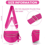 Lushandy Bum Bag Women's Checkered Crossbody Bag Nylon Cross Body Bags Plaid Mom Everyday Purse for Travel (Pure Hot Pink)