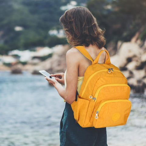 ZURV Small Size Nylon Waterproof Backpacks for Women Fashion Cute College Backpack Accommodates 14-Inch Laptops Suitable for Daily Commuting Shopping and Hiking Men Use