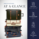 Bric's Bellagio 3.0 Spinner Trunk- Luxury Hardshell Check In Luggage with Large Wheels, Telescopic Handle, Leather Detailing - Expandable Rolling Suitcase - 30", Black