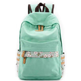 mygreen Kawaii Girls Backpack for School - Lightweight Canvas Backpack for Teens Ages 8-12, Fits 15 Inch Laptop, Cute Boho Floral Design, Durable & Comfortable Light Green