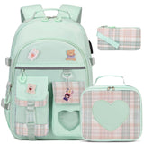 Backpack for Girls - Bookbag Backpacks Schoolbag for Girls Kids Teen Women Casual Travel Daypacks - School Bag Elementary Middle School College Cute Backpack with Lunch Box (Green)