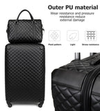 feilario Plaid PU Leather Softshell Luggage Set - 4-Piece Expandable Suitcases with Spinner Wheels - Includes Large Travel Bag, 20-Inch Carry On, 24-Inch & 28-Inch Suitcases