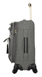 Steve Madden Designer-Gepckkollektion Leichter Softside-Koffer fr Damen und Herren strapazierfhige 50,8 cm groe Tragetasche mit 4 rollenden Spinner-Rdern, Peek-a-boo Grey, 20in, Carry on Bag With