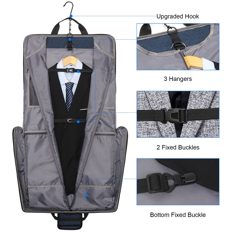 Modoker Carry On Garment Bags for Travel Hanging Clothes Suit Bag Luggage Organizer, Foldable Suit Carrier Gift for Men Women