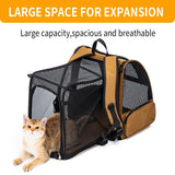 Cat Backpack，Expandable Cat Carrier Backpack, Dog Backpack Carrier and Pet Carrier Backpack, Suitable for Cats, Dogs Kitten or Small Dogs, Travel Friendly Puppy Cats Bag (Brown)