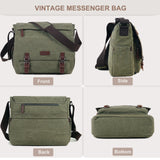 Canvas Messenger Bag for Men Women,Travel Satchel Shoulder bag 15.6 Inch Laptop Bags Business(Green-Upgrade)