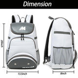 MERALIAN Baseball Bag Backpack,Lightweight Softball Bag with Shoe Compartment for Baseball, T-Ball & Softball Equipment & Gear. (WHITE)
