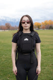 FROSTY PEAKS "Trail Runner Chest Pack, Black with Reflective Material, Phone Pocket, Multiple Storage Compartments, Lightweight Design for Night Running, Outdoor Activities