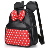 Dksyee Cute Red Backpack for Girl Bowknot Polka Dot Mini Mouse Leather Backpacks for Toddler Little Girl Backpack Kids Small Travel Backpacks Convertible Shoulder Bag Purse for Children Daypack