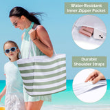 KALIDI Beach Tote Bag for Women Large Waterproof Sandproof Shoulder Handbag Packable Grocery Bag Casual Hobo Purse for Beach Picnic Vacation Essentials