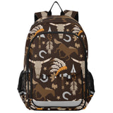 Glaphy Western Boho Tribal Cowboy Vintage School Backpack Lightweight Laptop Backpack Student Travel Daypack with Reflective Stripes
