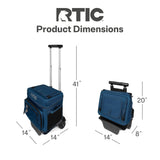 RTIC 40 Can Everyday Wheeled Cooler, Soft Sided Insulated Portable Rolling Collapsible Cooler Bag with Wheels and Handle for Outdoor, Beach, Camping, Sports, Travel, Leakproof, Navy
