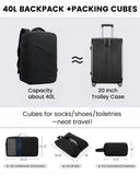 LOVEVOOK Travel Carry on Backpack, Large 40L Personal Item Travel Bag for Men & Women Flight Approved with 3 Packing Cubes, Suitcase Water Resistant Luggage Daypack Business Weekender Bag, Black