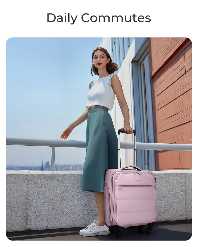 BAGSMART Underseat Carry on Luggage with Wheels, Soft Small Travel Luggage with PVC Wet/Dry Pockets, Lightweight Soft Personal Item Suitcase for Short Trip,Camer