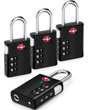 LUGGEX Luggage Locks, TSA Locks for Luggage, Luggage Locks TSA Approved, Combination Lock, One-Button Reset & Cut Resistant (Black,4 Pack)