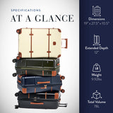 Bric's Bellagio 3.0 Spinner Trunk- Luxury Hardshell Check In Luggage with Large Wheels, Telescopic Handle, Leather Detailing - Expandable Rolling Suitcase - 27", Cream