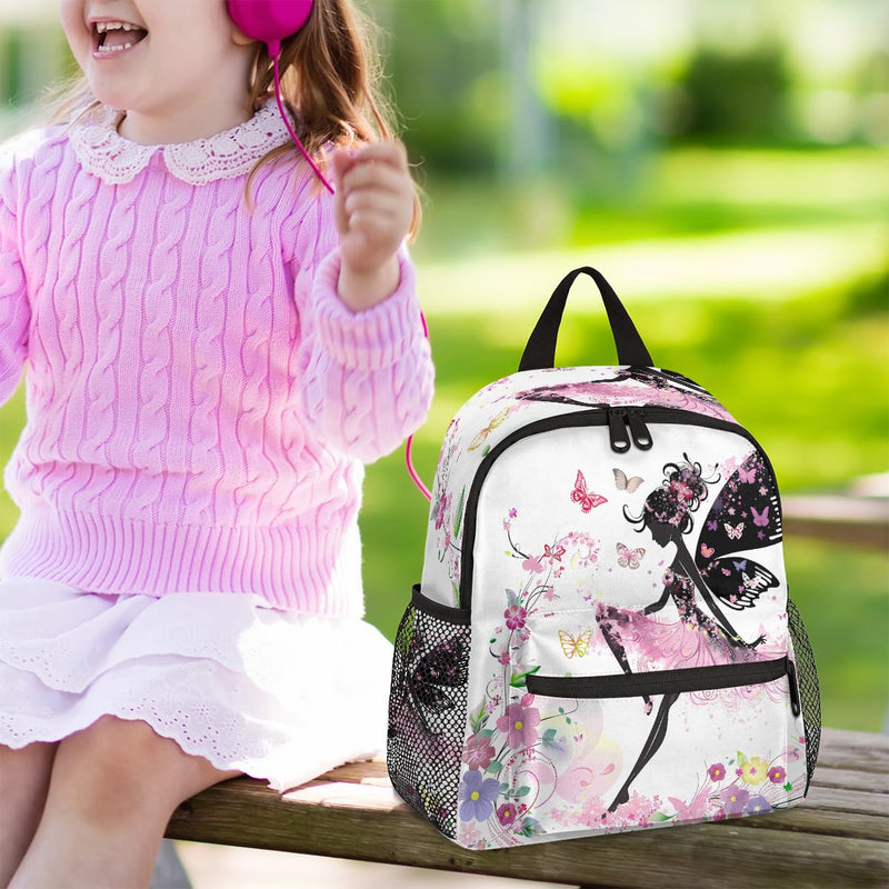 Peaom Butterfly Girl Toddler Backpack for Boys Girls Kids Pink Mini Backpacks Casual Daypack Preschool Kindergarten Bookbag Travel Backpack