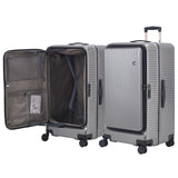 Kaleenie 29 Inch Aluminum Checked Luggage with Side Opening Zipper, 40 * 37 * 77cm, 113L, Lightweight Hardshell ABS+PC Suitcase with TSA Lock, 360° Universal Wheels, Dark Gray