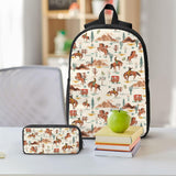 Western School Backpack Kids Girls Boys Teens 3PCS Bookbag with Lunch Box Pencil case Set Lightweight Bag