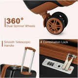 Kono Expandable 28 Inch Large Checked Luggage: ABS+PC Hardside Trolley Travel Case - Hard Shell Suitcase with TSA Lock, Black Brown