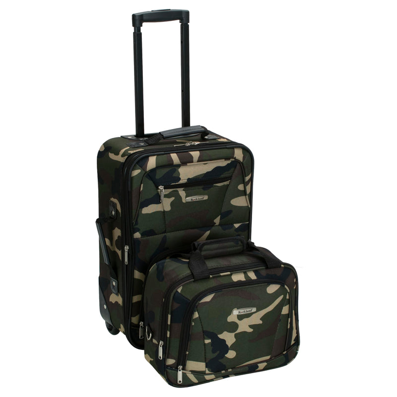 Rockland Fashion Softside Upright Luggage Set,Expandable, Wheel, Telescopic Handle, Camouflage, 2-Piece (14/19)