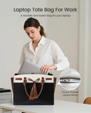 LOVEVOOK Laptop Bag for Women,15.6 Inch Work Tote Bag with Large Cup Holder,Leather Computer Bag Teacher Bag Handbag,Office Gifts for Women