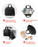 Skip Hop Diaper Bag Backpack: Mainframe Large Capacity Wide Open Structure with Changing Pad & Stroller Attachement, Black with Gold Trim