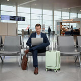 VATILIN 20 Inch Top Opening Carry On Luggage 22x14x9 Airline Approved Expandable With Spinner Wheels & Cup Holder,PC Hard Shell Lightweight Small Shitcase With Tsa Approved For Travel Women Men,Green