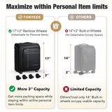 Tonyeee Softside Carry on Luggage Airline Approved, 17 Inch Underseat Carry-on Luggage with Removable Spinner Wheels, Small Personal Item Suitcase for Travel Business (Black, 17 inch_Underseat)