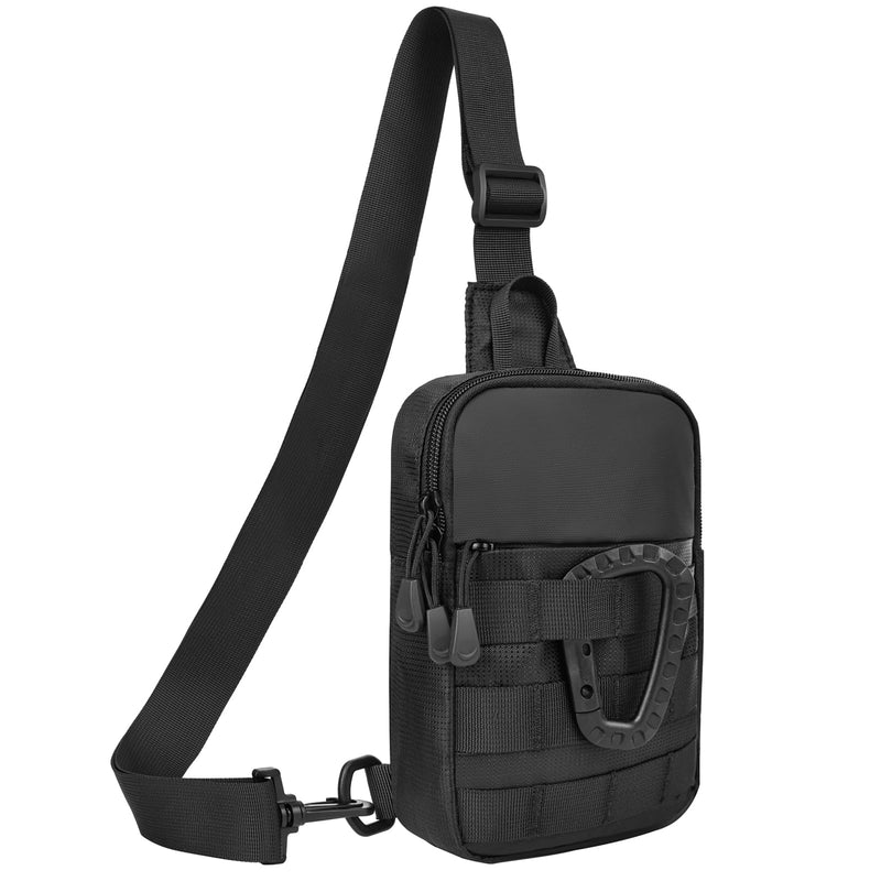 DEYACE Small Sling Bag for Men, Tactical Inspired Waterproof Utility EDC Mini Crossbody Chest Bag for Travel Work Sport (Black)