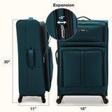 U.S. Traveler Anzio Softside Expandable Luggage with Spinner Wheels, Teal, 30-Inch Large