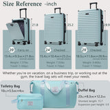 Merax Luggage Sets 3 Piece Front Opening, Hardside Lightweight Carry on Suitcase with Cup Holder USB Port,Durable Expandable Luggage with Bags Spinner Wheels and TSA Lock,Light Blue