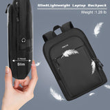 MOSISO Laptop Backpack for Men, Slim Lightweight Compact Computer Backpack for College Work Business Office Travel, 15.6 inch Waterproof Commute Laptop Bag Casual Daypack with Luggage Strap, Black