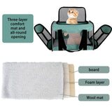 Cat Carrying Case Pet Dog Carrier Soft-Sided Cat Bag Airline Approved, Pet Travel Carrier Up to 15 Lbs, Collapsible Cats Carrier Dog Carrier for Medium Small Cats Dogs(17x11x11 Green)