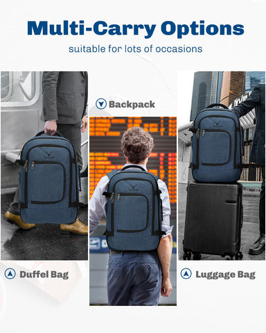 Hynes Eagle Travel Backpack 40L Flight Approved Carry on Backpack Men Large Cabin Weekender Laptop Backpack Women 15.6 inches Blue 2024