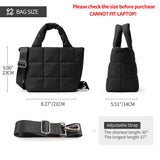 KALIDI Quilted Tote Bag Small Puffer Crossbody Bag for Women Lightweight Nylon Puffy Shoulder Handbag with Adjustable Strap