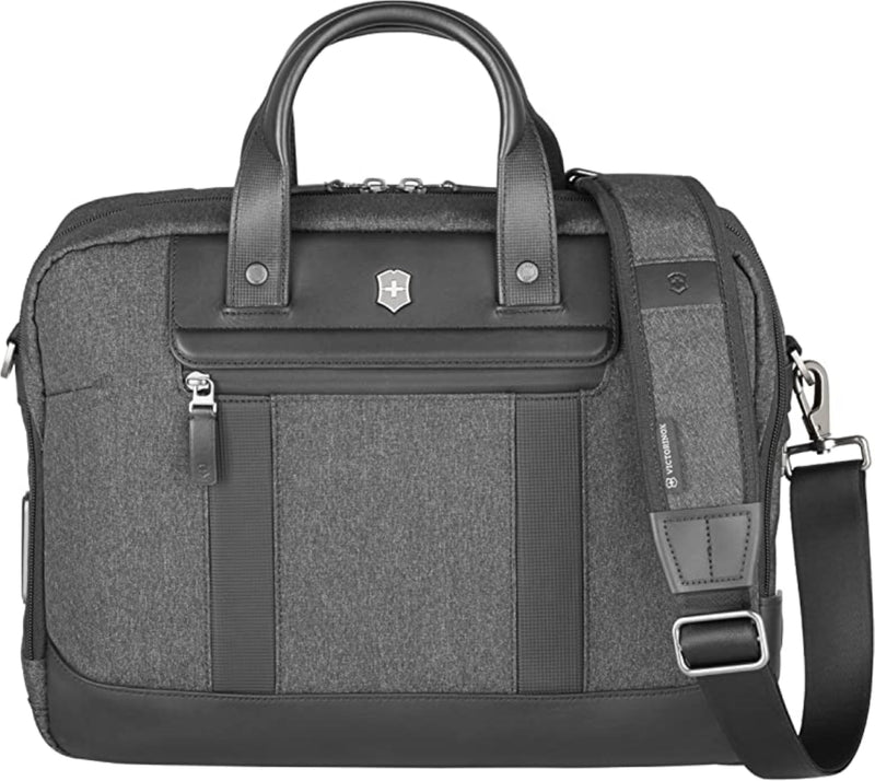 Victorinox Architecture Urban2 Briefcase - Professional Laptop Briefcase with Detachable Shoulder Strap - Perfect Travel Bag - 16 Liters, Gray