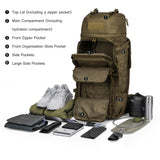 Mardingtop 75L Molle Hiking Internal Frame Backpacks with Rain Cover for Camping,Backpacking,Travelling(Khaki)
