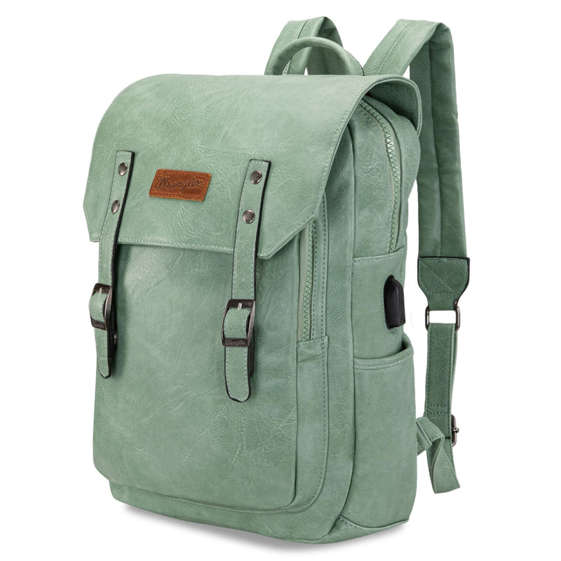 Montana West Wrangler Laptop Backpack with USB Charging Port, Vintage Travel Work College Bookbag for Women Men