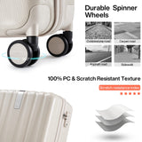 Hanke 16 Inch Underseat Carry on Luggage with Wheels Small Hard Shell Suitcases for Weekender,Travel Approved Lightweight Travel Luggage Suitcase for Womem Men,Christmas Gifts for Birthday-Ivory White