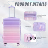 Zentrava Luggage Sets 3 Piece, Hardshell PC Luggage Set with Spinner Wheel, Lightweight Durable Carry on Suitcase with Gradient Color, Combination Lock for Men Women (Pink+Purple)