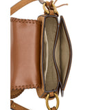 Michael Kors Women's Josie Medium Saddle Flap Messenger, Gold-Tone Hardware/Leather, Luggage