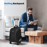 360° rotating Water Resistant Rolling Backpack with 4 Removable Wheels for Adults,Airline Approved Carry on Luggage Fit 15.6 Inch Laptop Travel Backpack with USB Charging Port