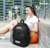 Spalding Basketball Backpack Sports Bag | Large Black Backpack with Shoe and Ball Compartment | Use for Sport Accessories and Stuff | Gifts for Basketball Players
