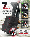 MATEIN Rolling Bag with Wheels, 17 Inch Extra Large Laptop Roller Backpack for Adults with Anti Theft Lock & Sturdy Handle, Water Resistant Wheeled Bag Carry On Luggage for Teacher Work Travel Men