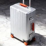 EclatVivid 24 inch Aluminium Zipperless Suitcase, Full Aluminum Hard Shell Check-in Suitcase, 24 Inch 100% Aluminum Hard Shell Luggage with PU Wheels,Aluminium Large Luggage with TSA Locks(Silver)