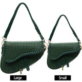 ERWUBA fashion women saddle shoulder bag clutch purse small crossbody satchel handbag woven imitation crocodile leather bag (Green)